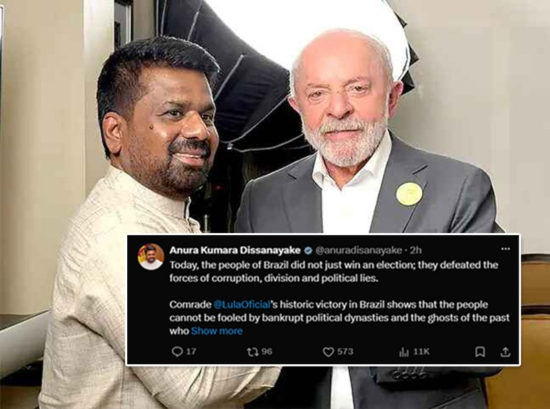 President Anura Kumara Dissanayake Congratulates Lula da Silva on His Election Victory